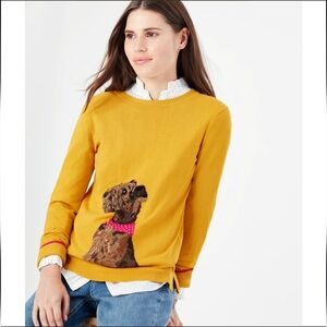 Joules Mustard Sweater with Dog Motif